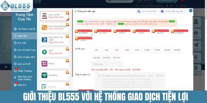 Giới thiệu BL555 với hệ thống giao dịch cực tiện lợi