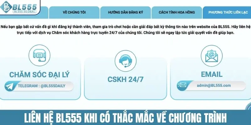 Liên hệ BL555 khi có thắc mắc về chương trình
